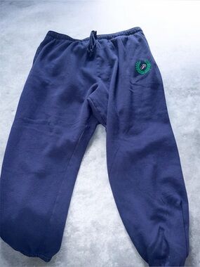 PINK Victoria's Secret Navy Sweatpants with Green Laurel Crest